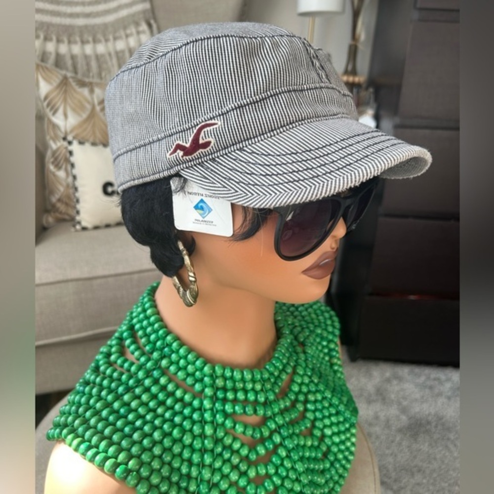 ✨NEW Vintage style train conductor American Eagle 🦅 Black and White Striped Hat